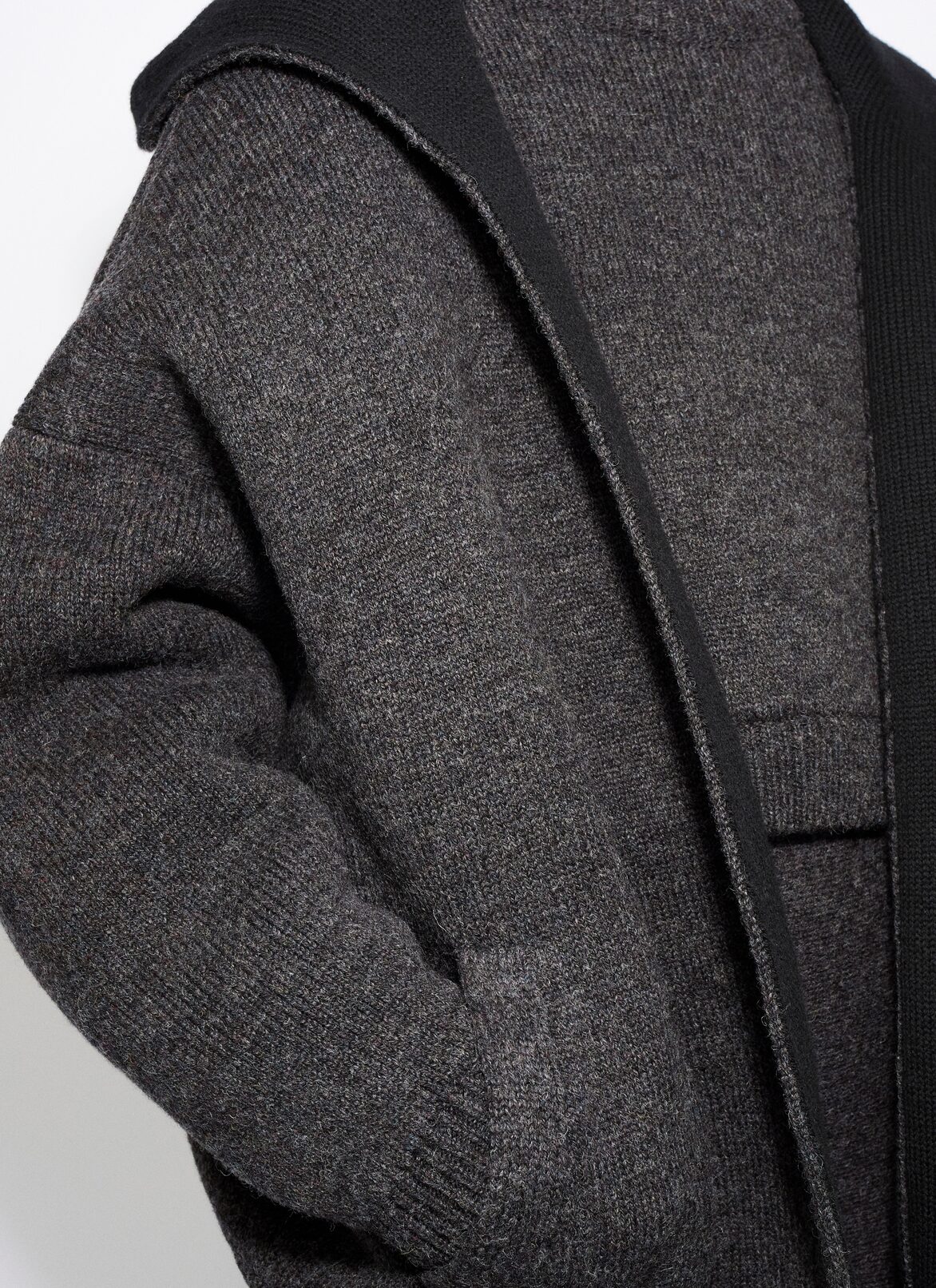 HOODED SHETLAND WOOL CARDIGAN ALAÏA  HOODED SHETLAND WOOL CARDIGAN